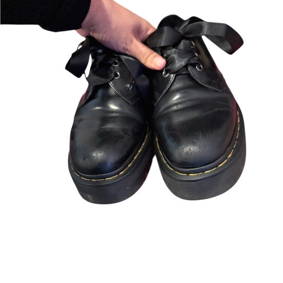 DR.MARTEN Holly Leather Oxford Lace Up Ribbon Platform Loafers - Picture 11 of 13